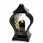 Znicz szklany lampion nagrobny typu FARAON „Kochanej Babci” czarny 29,5cm - obrazek 3