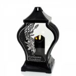 Znicz szklany lampion nagrobny typu FARAON „Kochanemu dziadkowi” czarny 29,5cm - obrazek 4