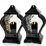 Znicz szklany lampion nagrobny typu FARAON „Kochanemu dziadkowi” czarny 29,5cm