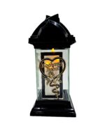 Znicz szklany kapliczka 32 cm „Kochanej Babci” – ramka CHROM, serce + róża, LED - obrazek 3