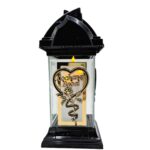 Znicz szklany kapliczka 32 cm „Kochanej Babci” – ramka CHROM, serce + róża, LED - obrazek 6