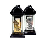 Znicz szklany kapliczka 32 cm „Kochanej Babci” – róża 3D, ramka złota lub CHROM, LED