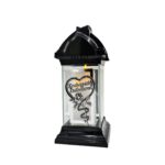 Znicz szklany kapliczka 32 cm „Kochanemu Dziadkowi” – ramka CHROM, serce + róża, LED - obrazek 6