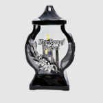 Znicz szklany Obelix Mini „Kochanej Babci” 29,5 cm – lampion nagrobny czarny, zdobienie złote/srebrne - obrazek 2