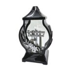 Znicz szklany Obelix Mini „Kochanemu Dziadkowi” 29,5 cm – lampion nagrobny czarny, zdobienie złote/srebrne - obrazek 4