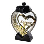 Znicz serce LUX „Kochanej Babci” 32 cm – lampion szklany nagrobny, zdobienie serce + kwiaty) - obrazek 3