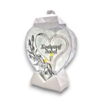 Duży znicz serce LUX 35 cm biało-srebrny – lilia 3D, dedykacja Babci/Dziadkowi/Dziadkom - obrazek 3