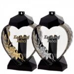 Znicz serce LUX „Kochanej Babci” – lampion szklany nagrobny 32 cm , zdobienie kwiaty