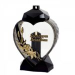 Znicz serce LUX „Kochanym Dziadkom” – lampion szklany nagrobny 32 cm , zdobienie kwiaty - obrazek 4