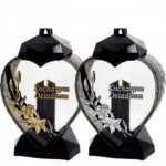 Znicz serce LUX „Kochanym Dziadkom” – lampion szklany nagrobny 32 cm , zdobienie kwiaty