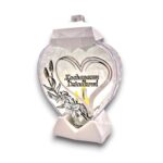 Duży znicz serce LUX 35 cm biało-srebrny – lilia 3D, dedykacja Babci/Dziadkowi/Dziadkom - obrazek 4