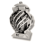 Znicz LED Rosa Lux 33x21 cm srebrny metalizowany z różą