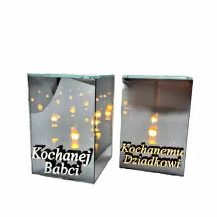 Kwadratowy znicz LED z dedykacją zniczonline.pl