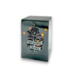 Znicz-LED-3D-Kwadrat-Dedykacja-z-Roza-srebro-Mama-Solaris-Premium-lampion