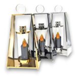 znicz metalowy trapez elegance 41 cm złoty / srebrny / grafit