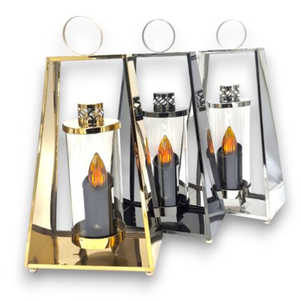 znicz metalowy trapez elegance 41 cm złoty / srebrny / grafit