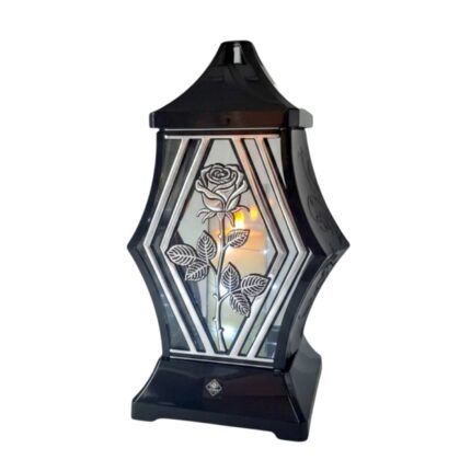 Znicz Diament Róża 29 cm | Srebrny