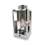 znicz metalowy 32 cm srebrny lampion