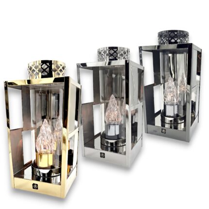 lampion nagrobny metalowy 32 cm ze szkłem