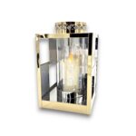 latarenka metalowa na grób glamour złota 24,5 cm