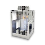 latarenka metalowa na grób glamour srebrna