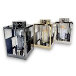 znicz metalowy glamour z szklaną tubą