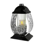 Znicz Wielkanocny Jajko Lux 32 cm srebrny – lampion nagrobny Wielkanoc