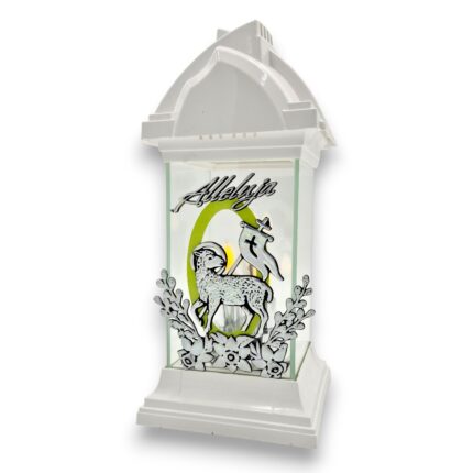 znicz wielkanocny LED kapliczka baranek biała