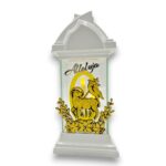 znicz LED kapliczka baranek biała na grób