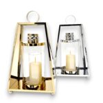 znicz metalowy trapez elegance 30 cm złoty / srebrny /