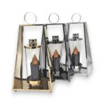 znicz metalowy trapez elegance 41 cm złoty / srebrny / grafit1