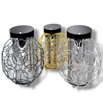 Ekskluzywny znicz solarny metalowy Solaris 26cm grafit zloty srebrny