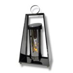 Luksusowy znicz solarny trapez Solaris 41cm stal nierdzewna czarny