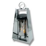 Luksusowy znicz solarny trapez Solaris 41cm stal nierdzewna srebrny