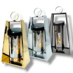 Luksusowy znicz solarny trapez Solaris 41cm stal nierdzewna