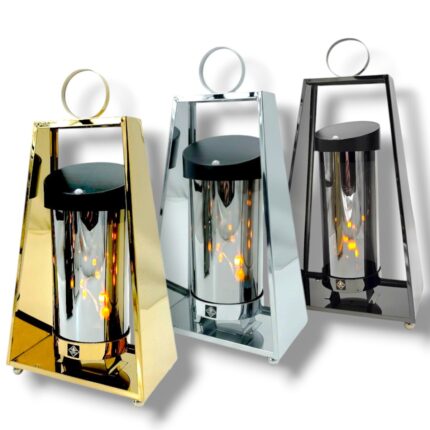 Luksusowy znicz solarny trapez Solaris 41cm stal nierdzewna