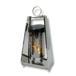 Nowoczesny znicz solarny TRAPEZ 34cm srebrny