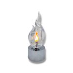 Swieca LED TRES 15cm Solaris wklad do znicza realistyczny plomien srebrny