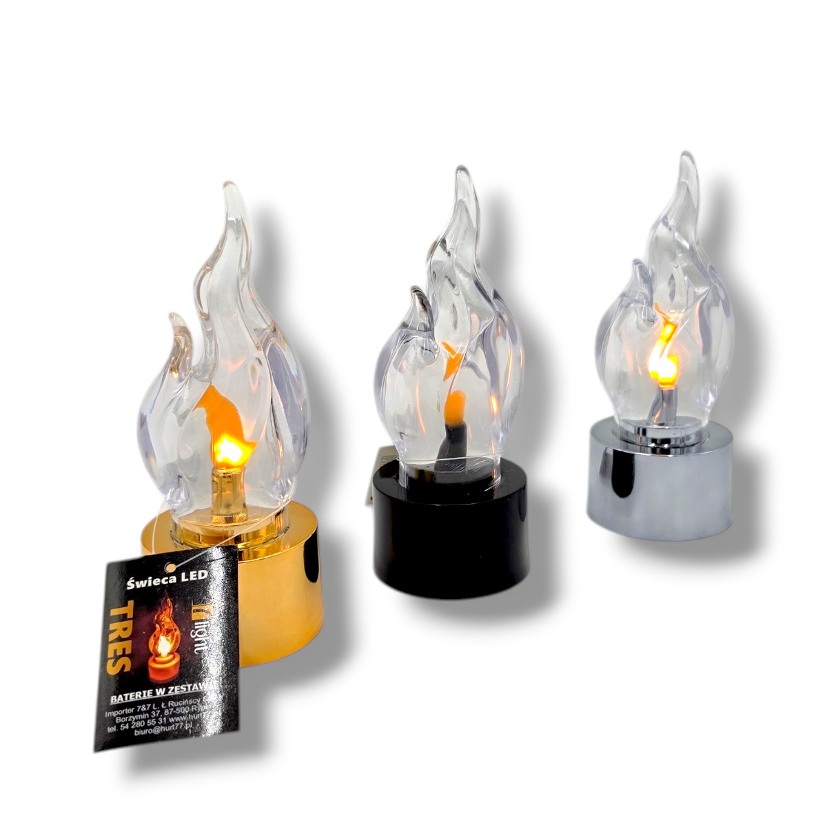 Swieca LED TRES 15cm Solaris wklad do znicza realistyczny plomien zloty srebrny czarny-zniczonline.pl Swieca LED TRES 15cm Solaris wklad do znicza realistyczny plomien zloty srebrny czarny