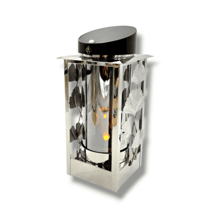 Znicz solarny elegancki lampion LUX 3D 27cm Solaris srebro