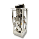 Znicz solarny lampion metalowy LUX 3D 37cm Solaris srebrny