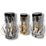 Znicz solarny metalowy Płomień 3D Solaris 26cm stal nierdzewna