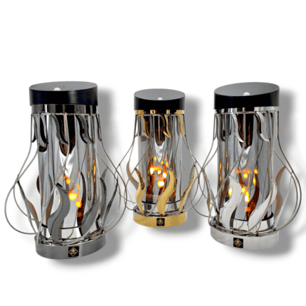 Znicz solarny metalowy Płomień 3D Solaris 26cm stal nierdzewna