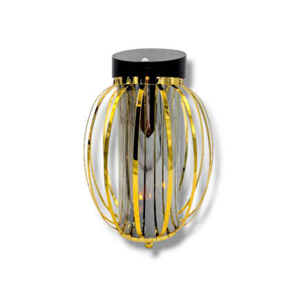 Znicz solarny metalowy Solaris Kula 3D złoty