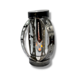 Znicz solarny metalowy Solaris Kula Ażur 3D 24cm grafitowy