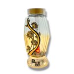 Znicz szklany solarny Romb Róża 28cm blask całą dobę Solaris złoty