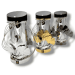 Znicz solarny metalowy Liść 3D Solaris w kolorze złotym i srebrnym