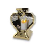 Znicz metalowy serce 24cm glamour 24cm lampion bez wkładu Solaris złoty