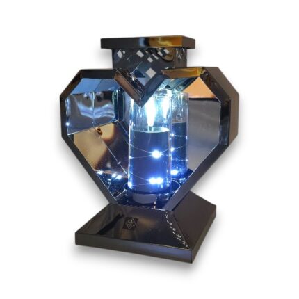 Znicz metalowy serce 24cm glamour 24cm lampion bez wkładu Solaris grafitowy led