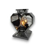 Znicz metalowy serce glamour 24cm lampion bez wkładu Solaris grafitowy